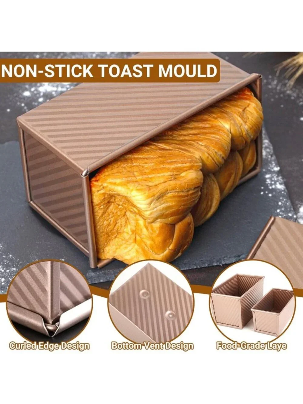 3-Pack Non-Stick Loaf Pans with Lids - Perfect for Baking Sandwich Bread